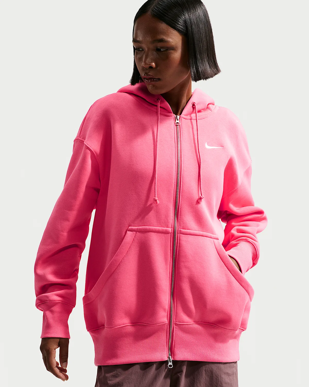 Женская оверсайз худи на молнии Nike Sportswear Phoenix Fleece, Sea Coral/Sail