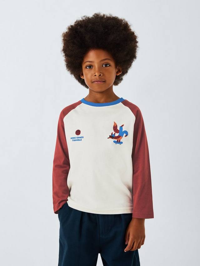 

Детский топ-джерси Trouble Fox John Lewis, Orange, Blue, Cream