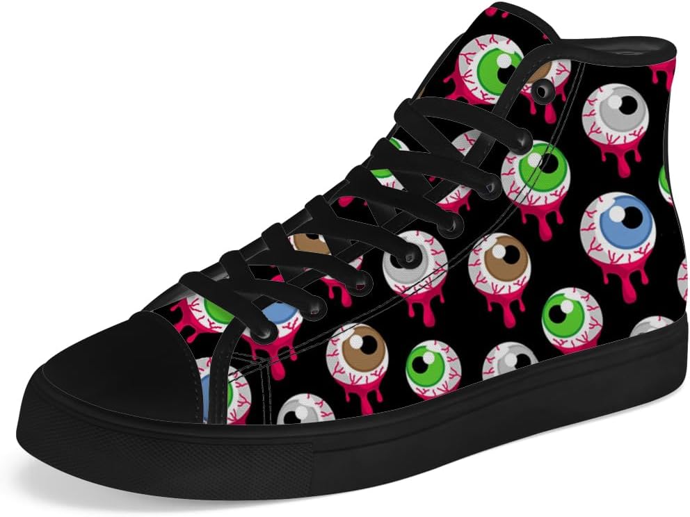 

Кеды на высокой подошве Chebing для мужчин и женщин с принтом глаз, высокие сандалии на шнуровке, повседневная обувь, черный