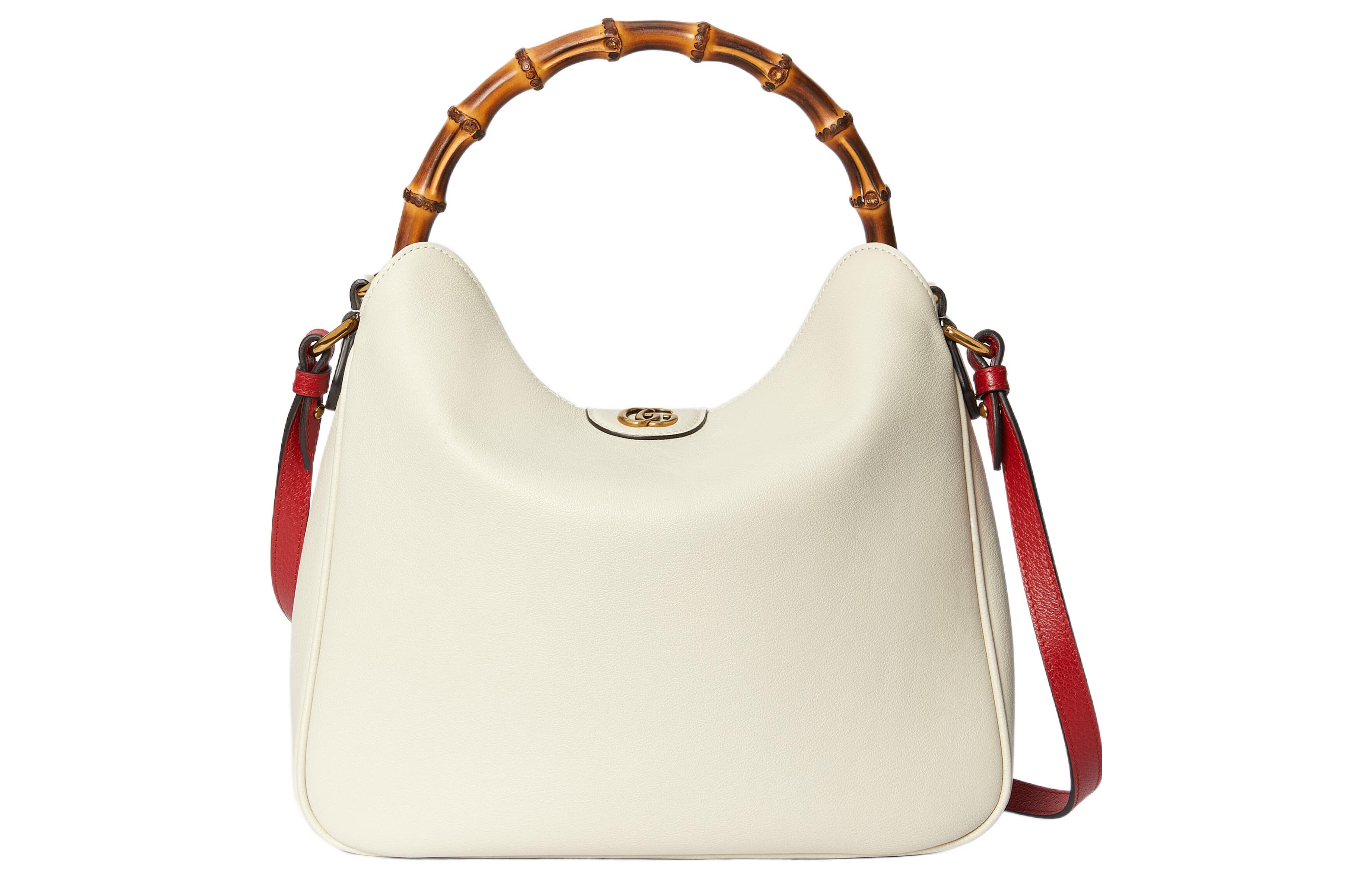 

GUCCI Кожаная портативная сумка Diana через плечо, средний размер женская white