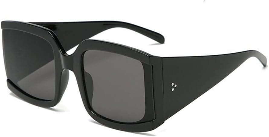 

Большие квадратные солнцезащитные очки для женщин, белые, с серебристыми зеркальными заклепками, мужские и женские винтажные солнцезащитные очки с широкими дужками MTZJH, Black All Gray