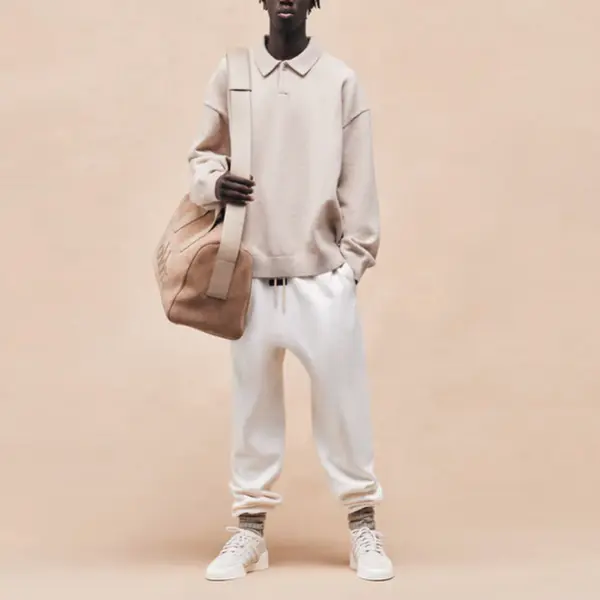 Рубашка fw23 knit polo shirt 'silver cloud' Fear Of God Essentials, серый — фото 4