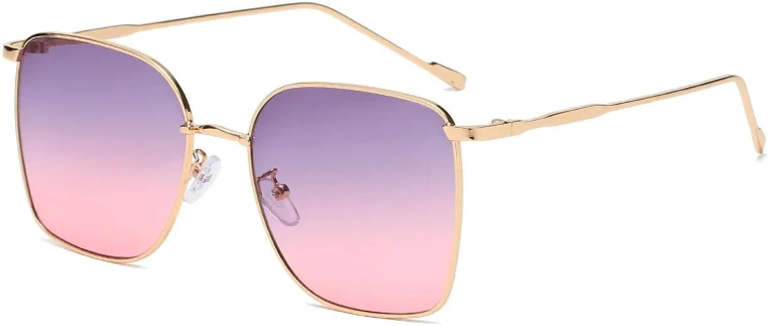 

Модные солнцезащитные очки для женщин в винтажном ретро-стиле, тонкие, металлические, роскошные, большие, с защитой от УФ-излучения UV400 TVTBBVV, Greypink