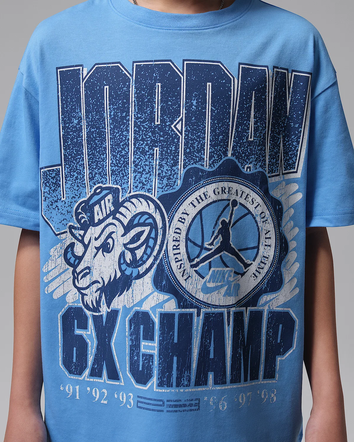 Детская футболка AJ11 University Blue Retro GOAT T-Shirt Jordan, University Blue — фото 4
