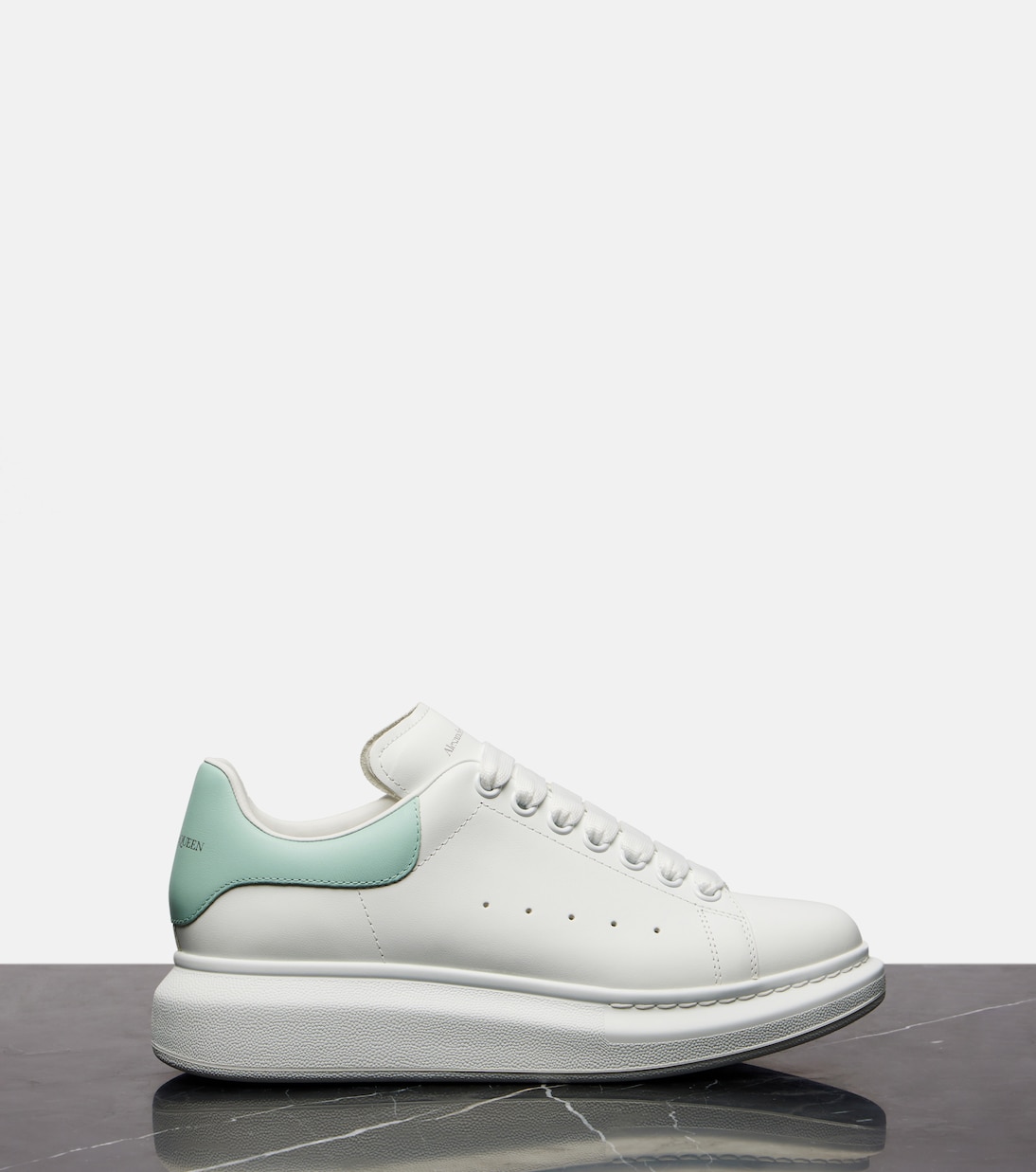 Массивные кожаные кроссовки McQueen, White/Spearmint — фото 4