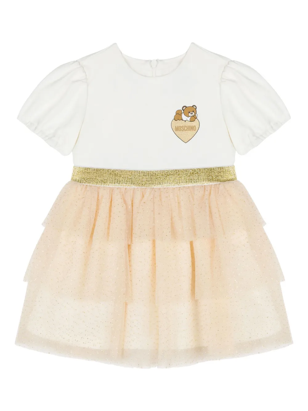 

Платье с оборками и принтом Teddy Bear Moschino Kids, белый