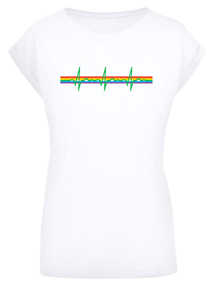 

Футболка F4NT4STIC Pink Floyd Prism Heartbeat Rainbow Regenbogen, белый