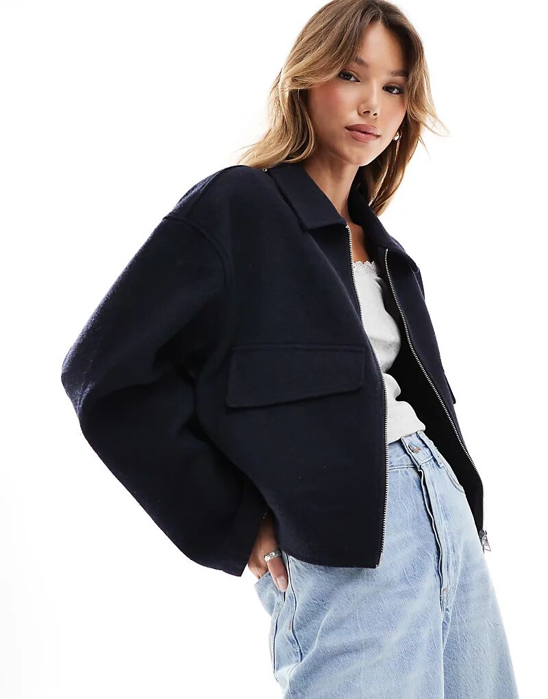 

Бомбер женский ASOS DESIGN на молнии, темно-синий