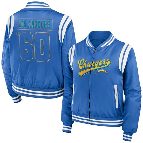 

Женская куртка-бомбер powder blue los angeles chargers на молнии Wear By Erin Andrews