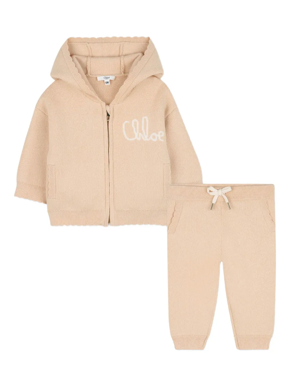 

Спортивный костюм на молнии с капюшоном Chloé Kids, нейтральный