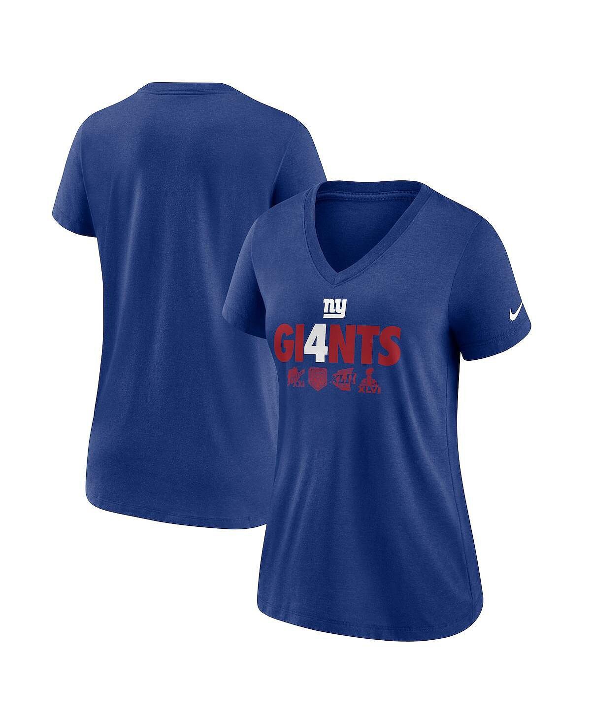 

Женская футболка Tri-Blend с v-образным вырезом Royal New York Giants Hometown Collection Nike