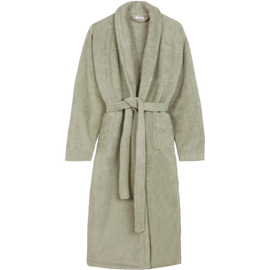 

Модный халат Bathrobe uni Набор: 1x халат, 1 шт., с шалевым воротником, поясом, карманами, для женщин и мужчин, велюр, блестящий Hip, Sage grün