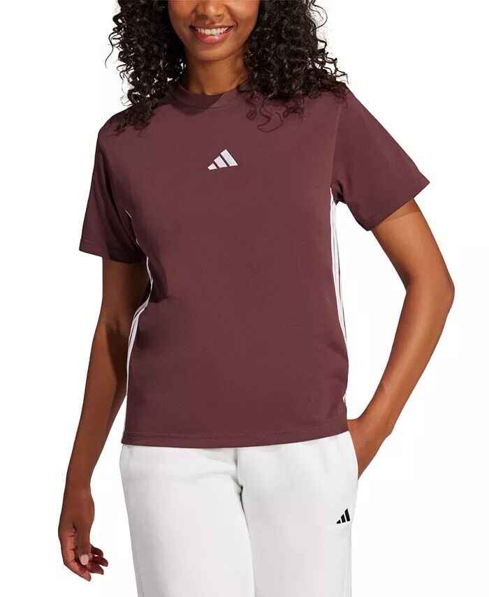 

Женская футболка Essentials с тремя полосками из хлопка adidas, красный