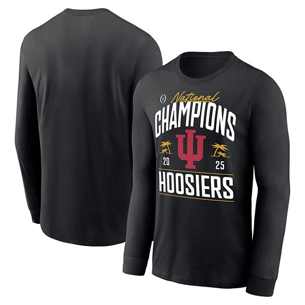 

Мужская черная футболка с длинным рукавом Indiana Hoosiers College Football Playoff 2025 National Champions Locker Room Replica Nike