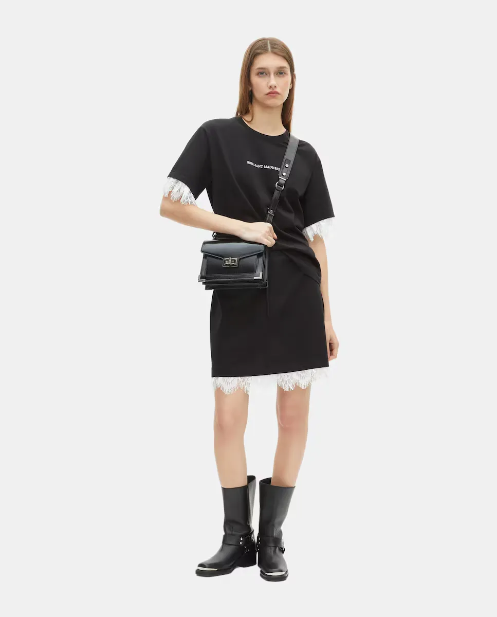 

Короткая юбка с кружевом The Kooples, черный
