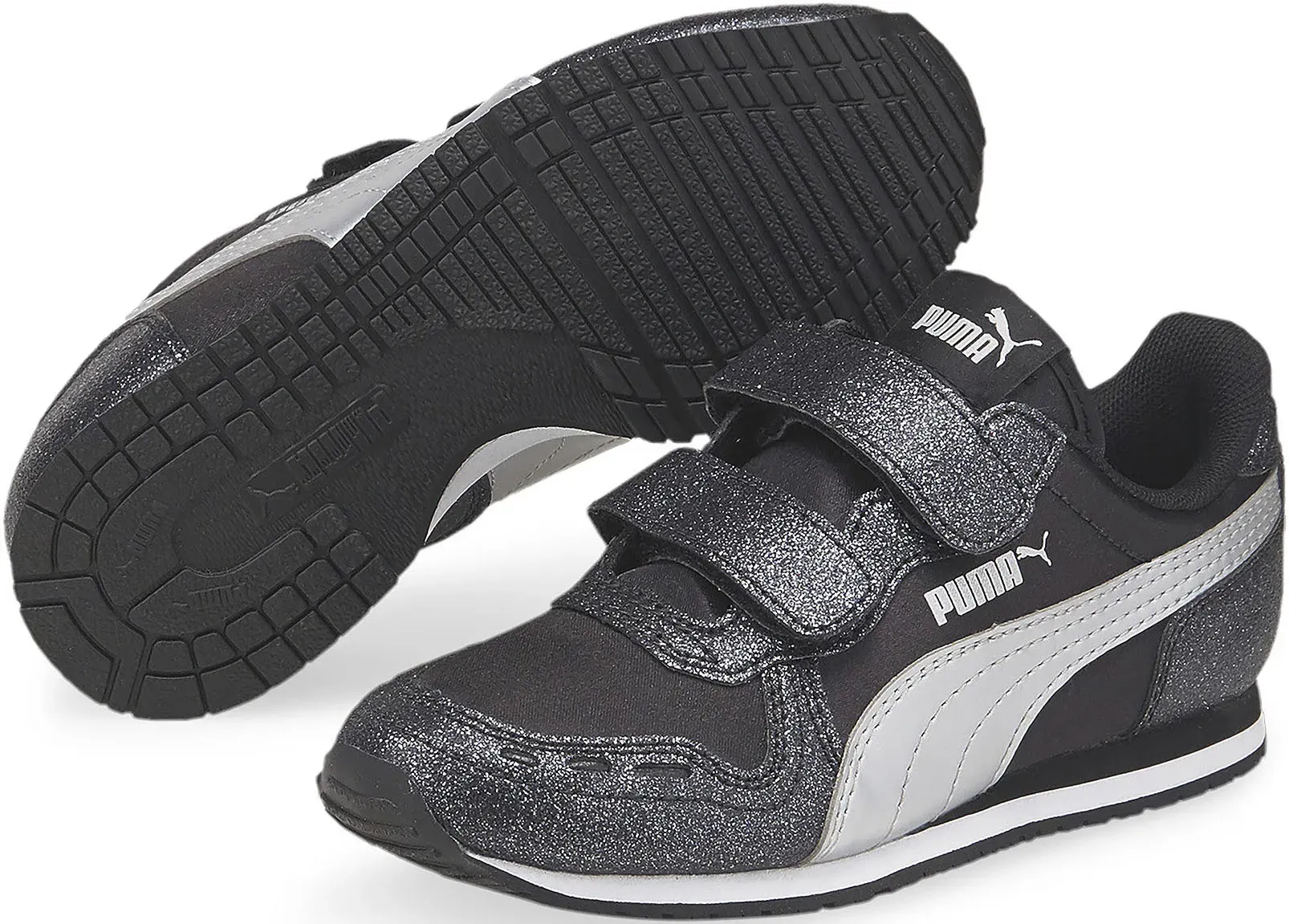 

Кроссовки PUMA "CABANA RACER GLITZ V PS", на застежке-липучке, цвет Puma Silver- Puma Black- Puma Silver