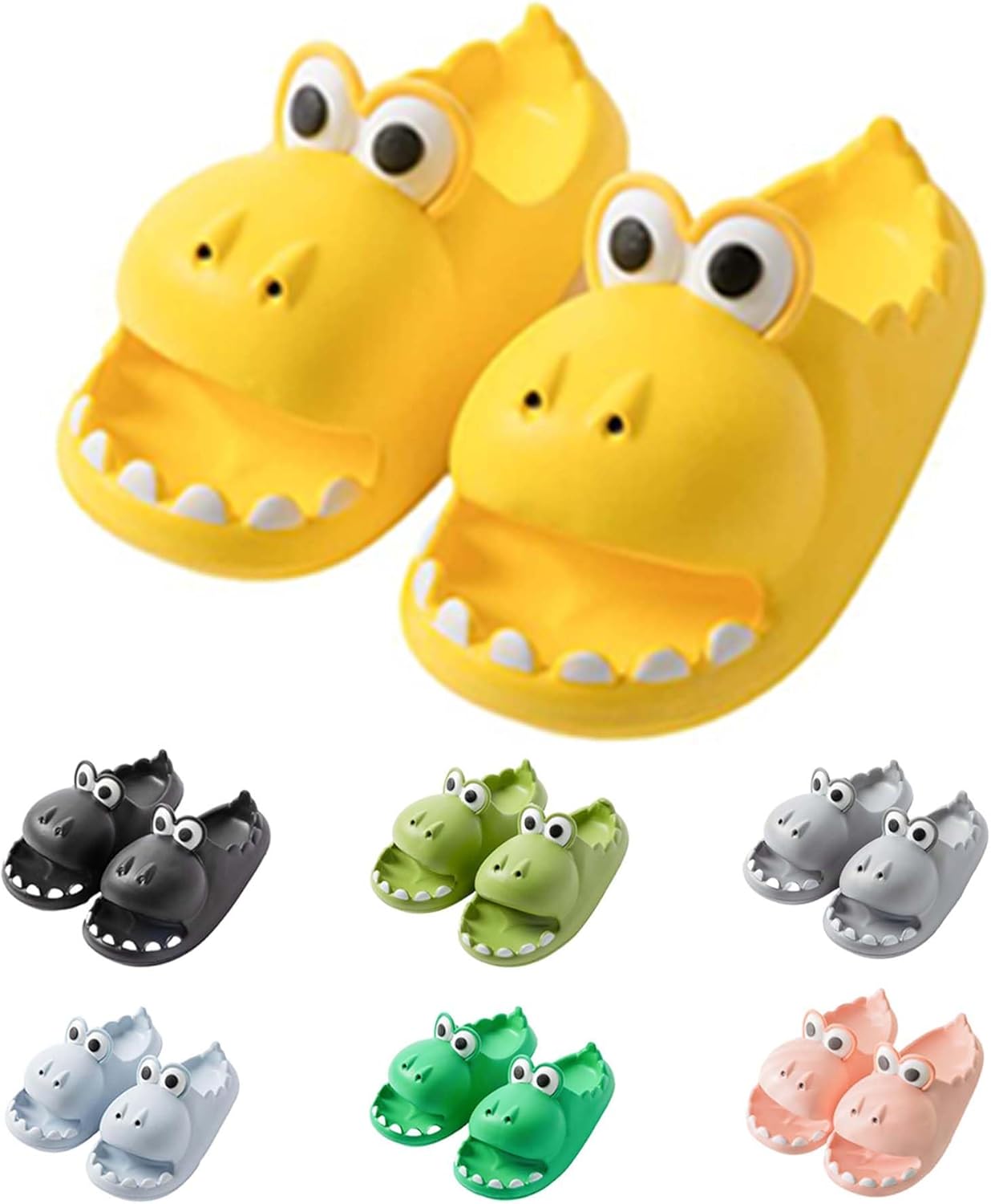 

Мужские и женские шлепанцы ZNEL с динозаврами, мягкие шлепки на толстой подошве с антискользящей поверхностью для душа, пляжа, бассейна и спа, экологичные сандалии (размер 11.5-12.5 (28 см), серый)