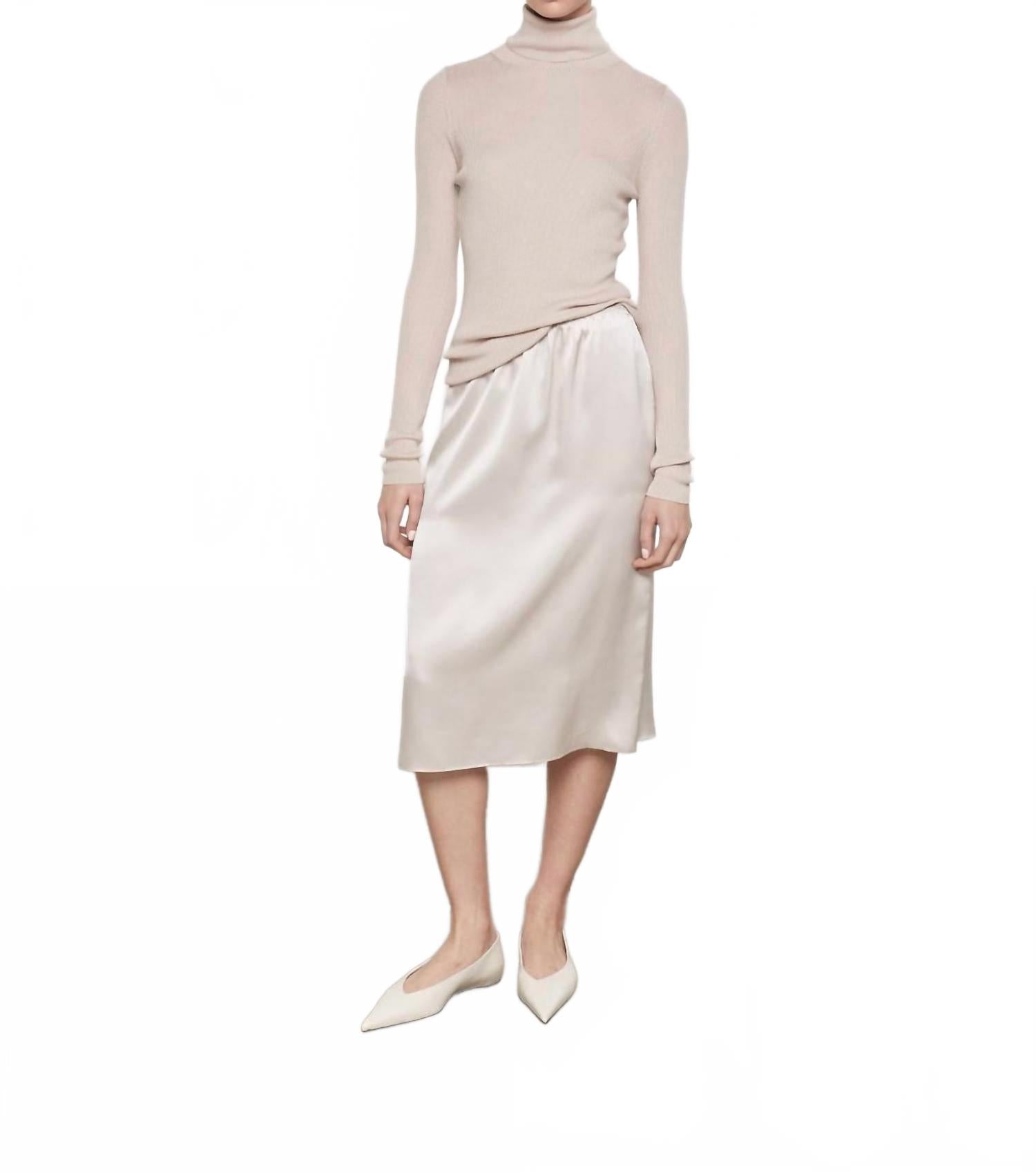 

Шелковая юбка-полусолнце льняного цвета Enza Costa, Flax