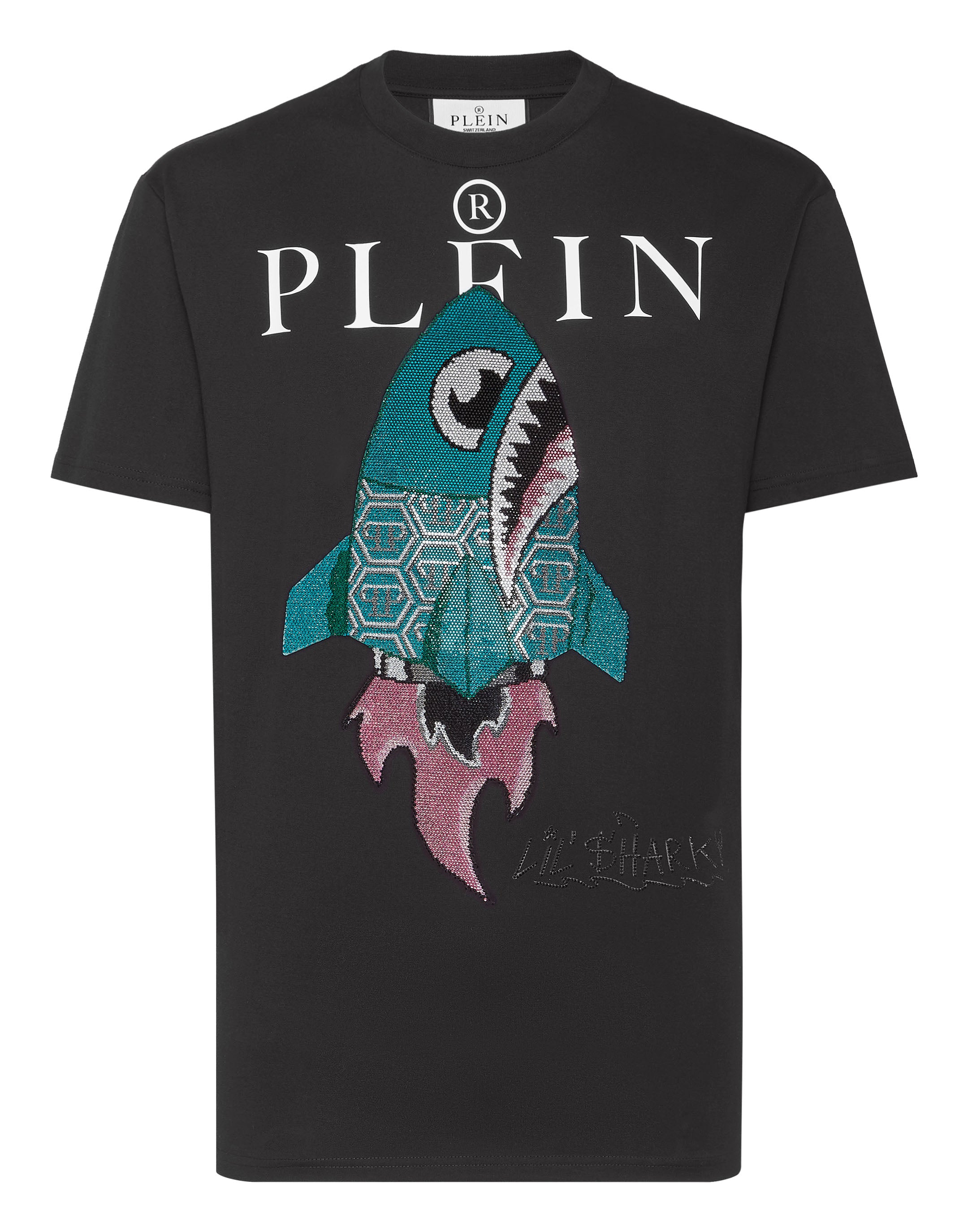 

Футболка с круглым вырезом SS Man Fit Monsters со стразами PHILIPP PLEIN, черный