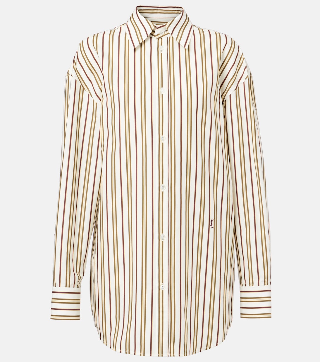 

Рубашка из поплина в полоску Cassandre Saint Laurent, Blanc Bordeaux Kaki