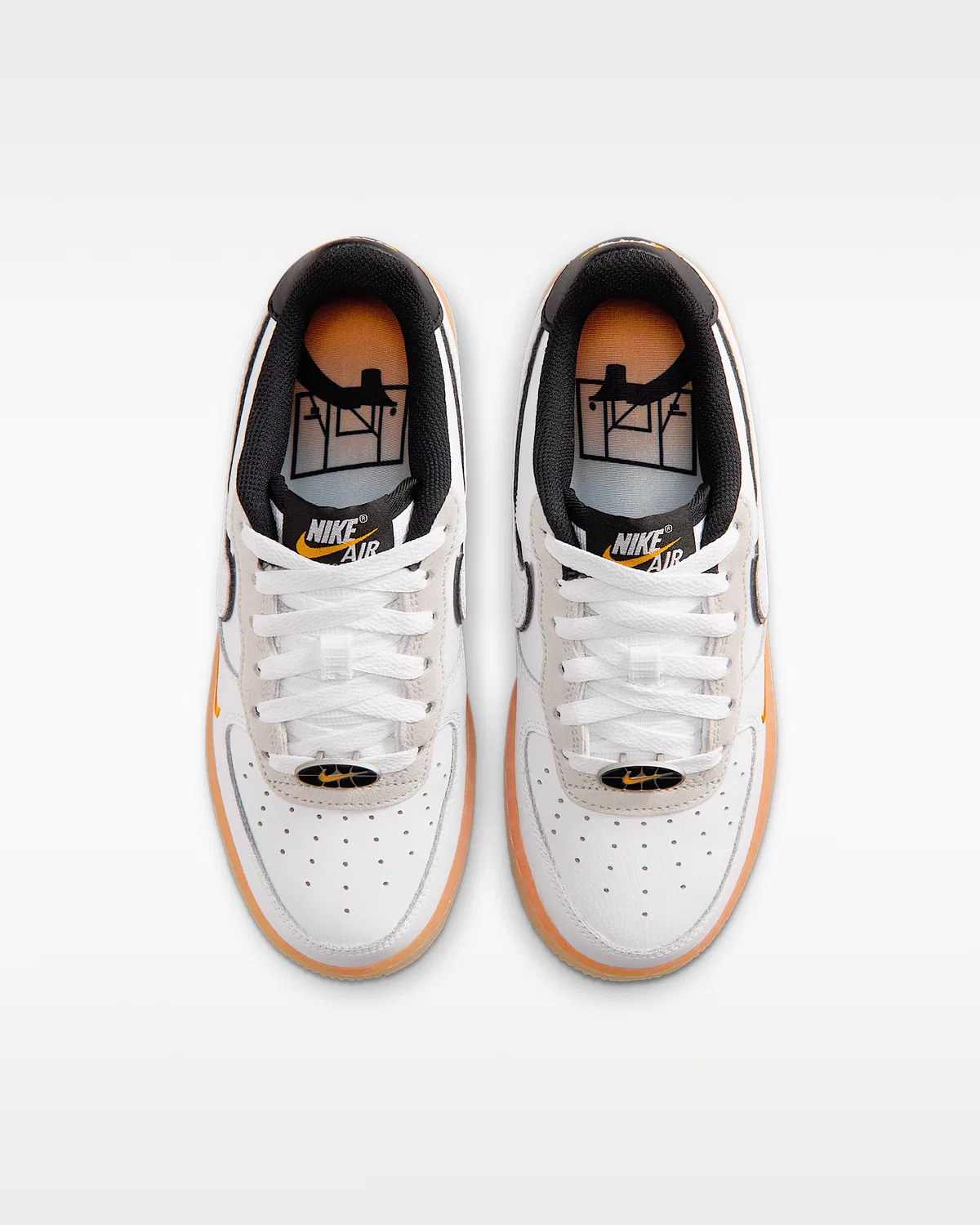 Детские кроссовки Nike Air Force 1, White/Black/Orange Peel/White — фото 4