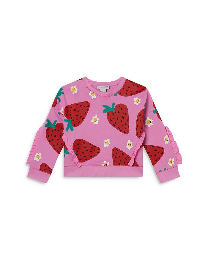 

Свитшот для девочек с оборками и узором «Клубника и цветы» — Little Kid Stella McCartney, розовый