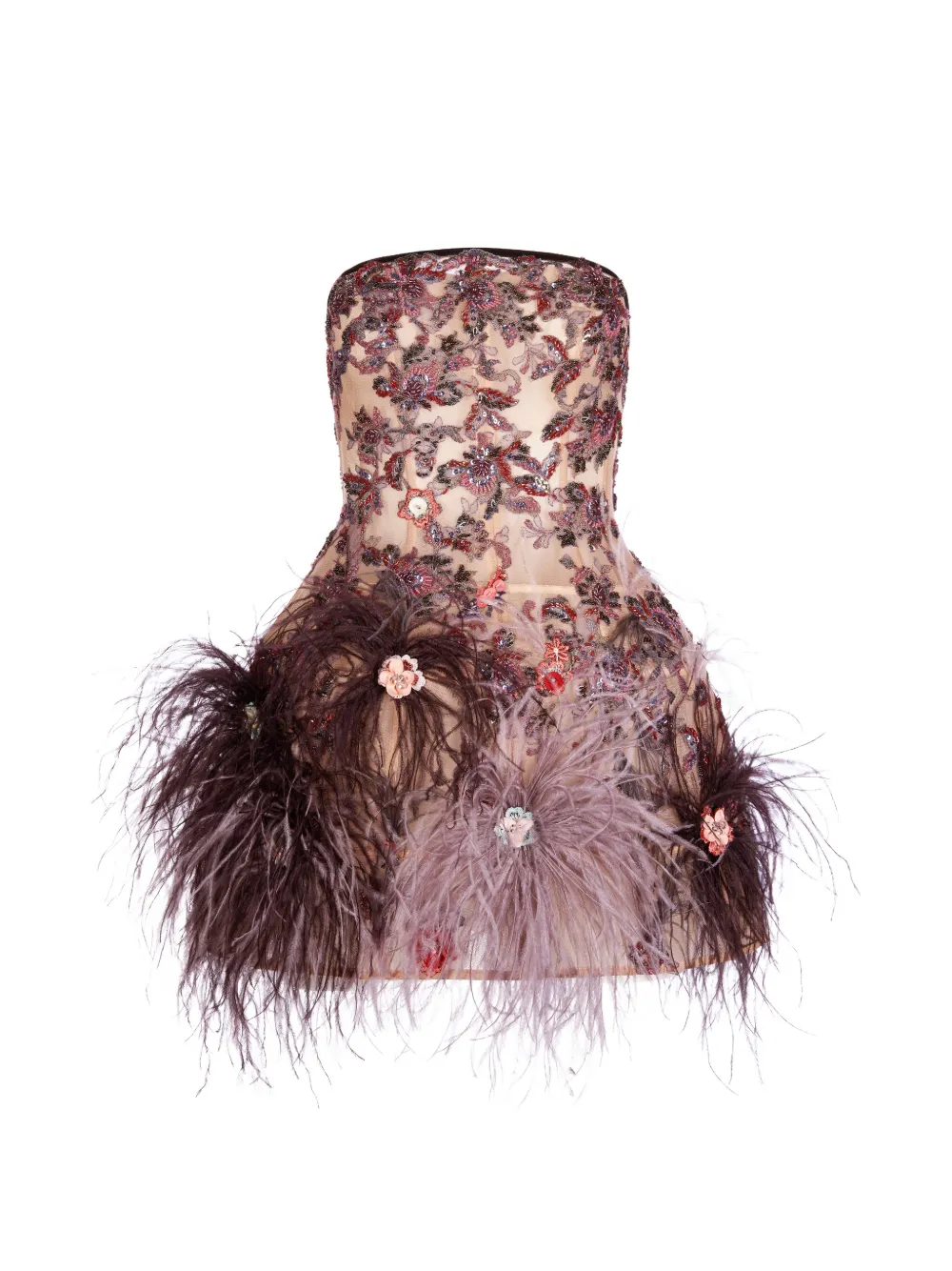 

Мини-платье Imroska 29 Spring с отделкой из украшенных перьев Imroska, бежевый