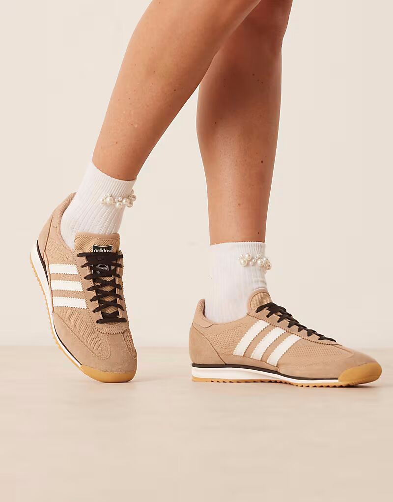 Кроссовки Adidas Originals SL 72 OG бежевого и белого цвета