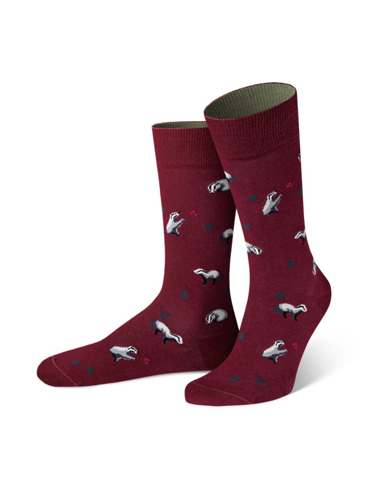 

Von Jungfeld Носки с узором, иконка барсука темно-красного цвета
