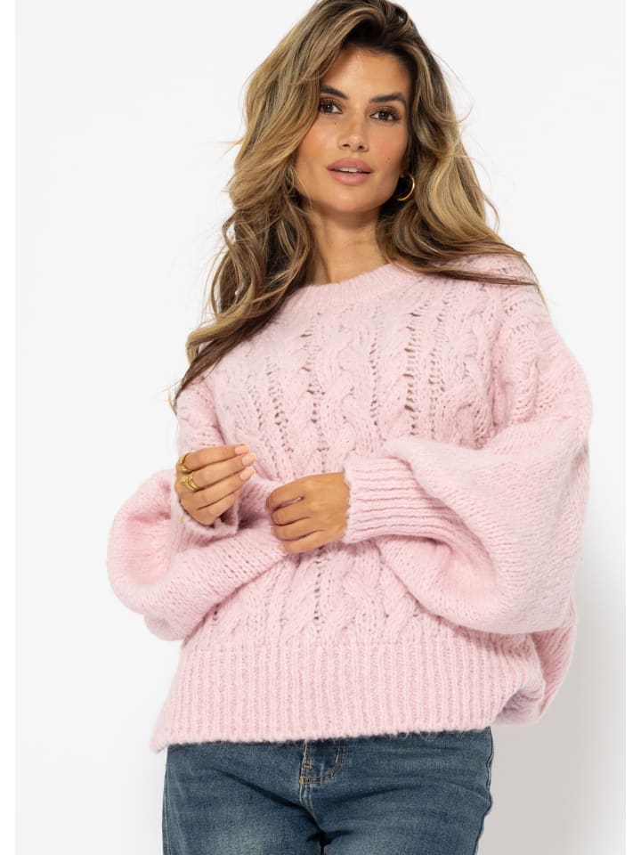 

Пуловер SASSYCLASSY Super flauschiger Pullover mit Zopfmuster, розовый