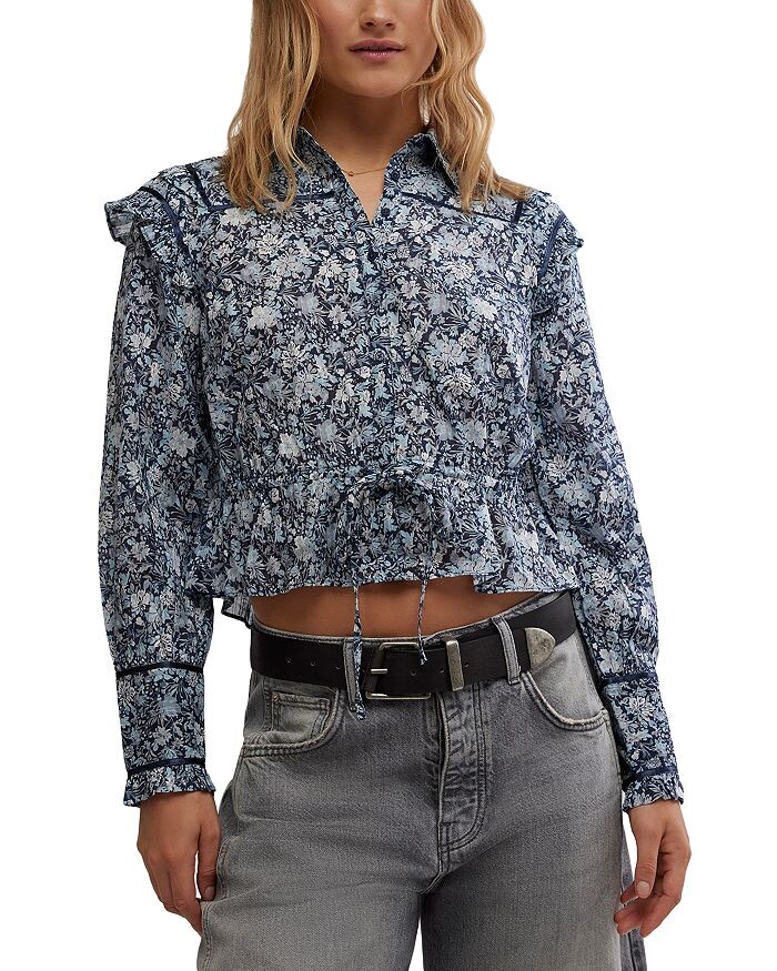 

Блуза с принтом «Рассвет» Free People, синий