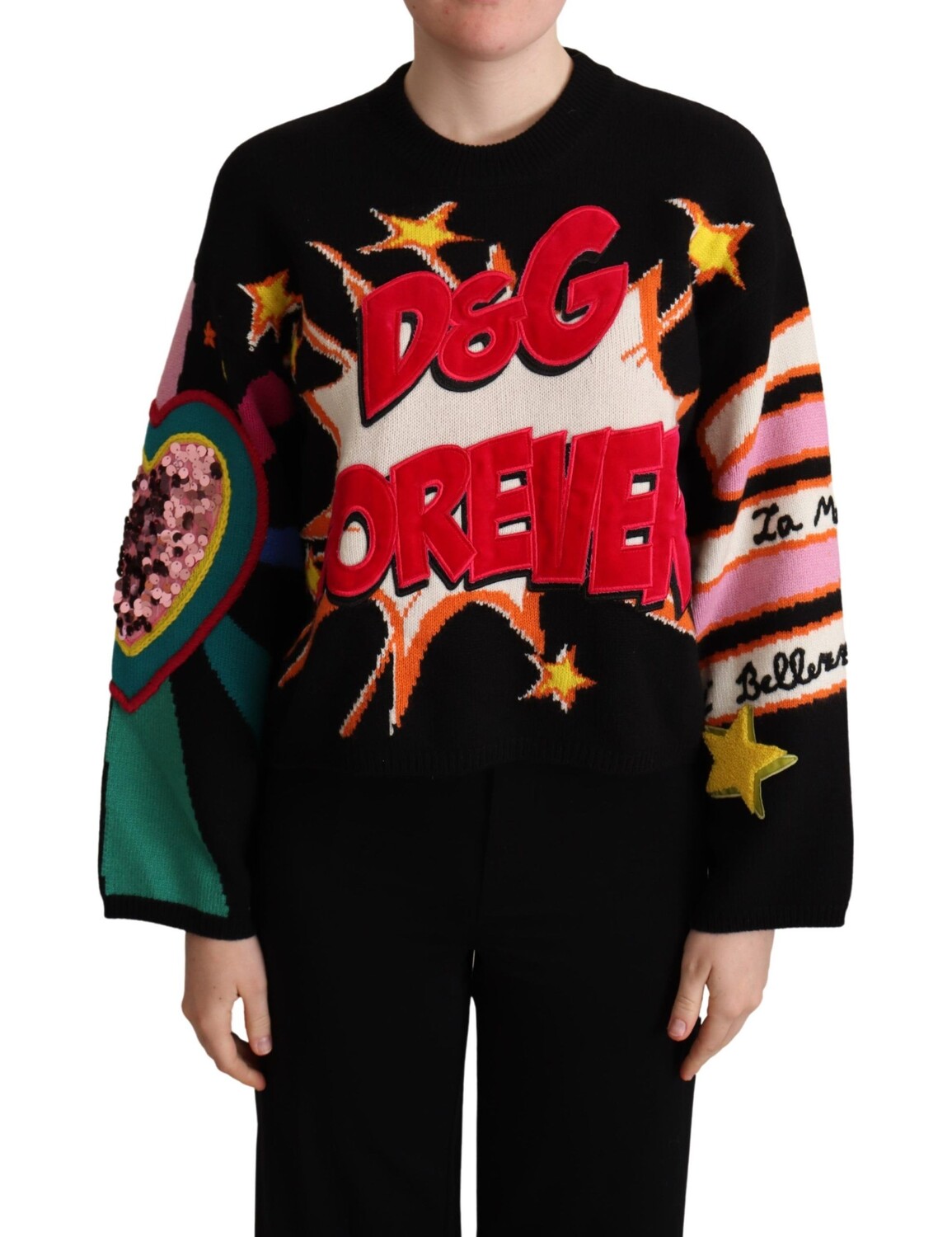 

Элегантный свитер из кашемировой смеси с пайетками Dolce & Gabbana, черный