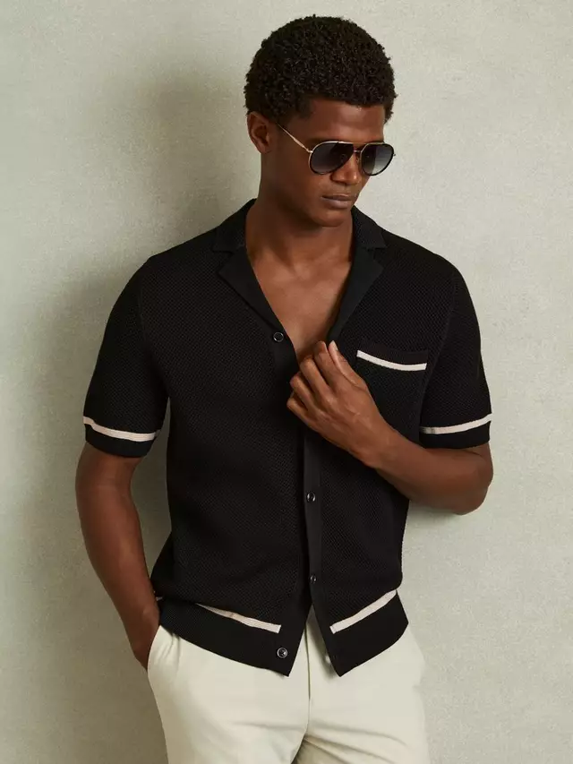 

Рубашка Reiss Albion Open-Stitch Cuban Collar