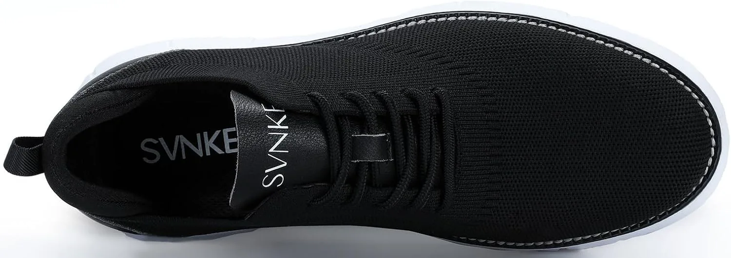 

Мужские сетчатые туфли на шнуровке, повседневные деловые оксфорды, легкие дышащие кроссовки для ходьбы, удобная обувь с толстой подошвой, теннисная обувь SVNKE, черный