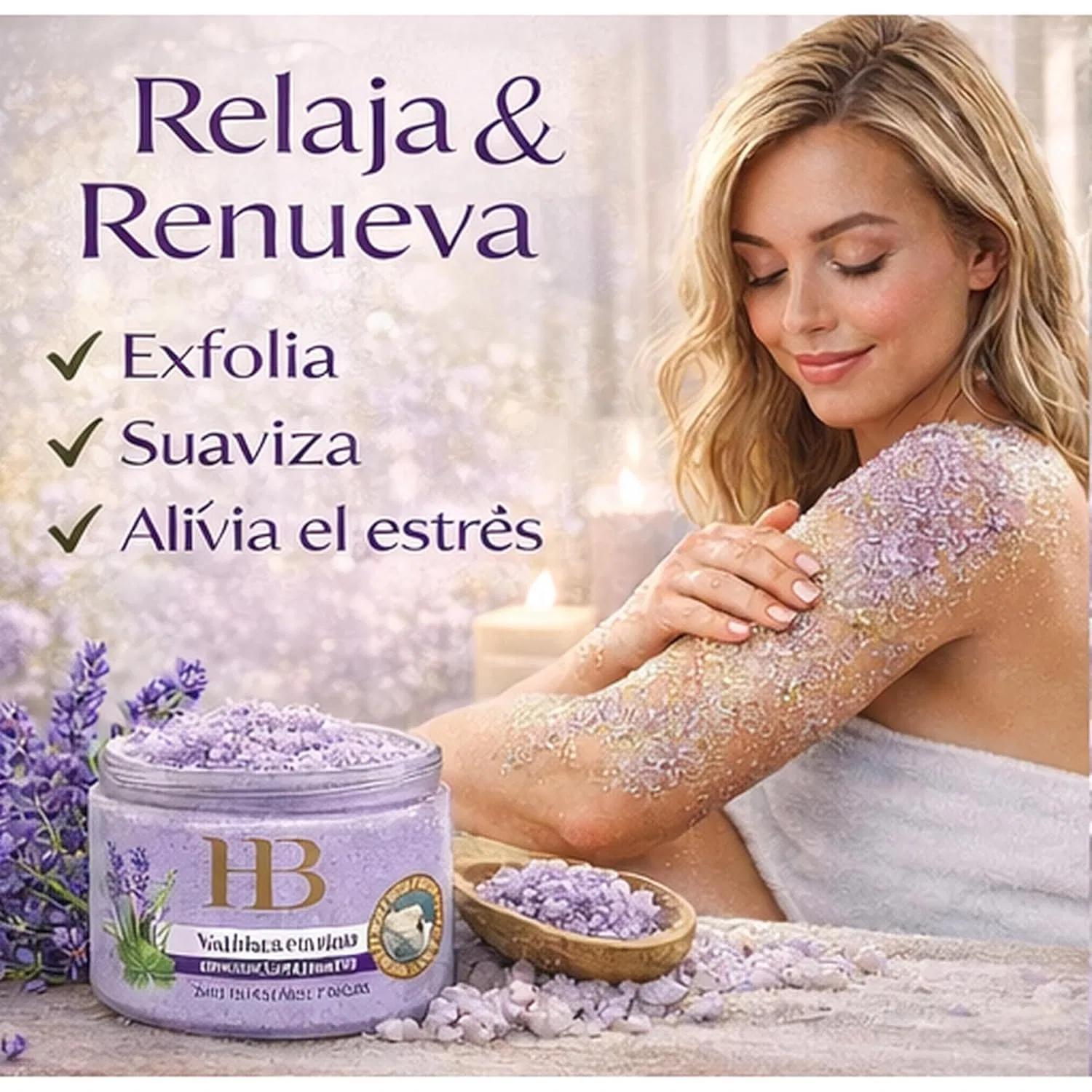 Ароматический пилинг для тела Health & Beauty Dead Sea Minerals с лавандой H & B Health & Beauty Dead Sea Minerals — фото 2