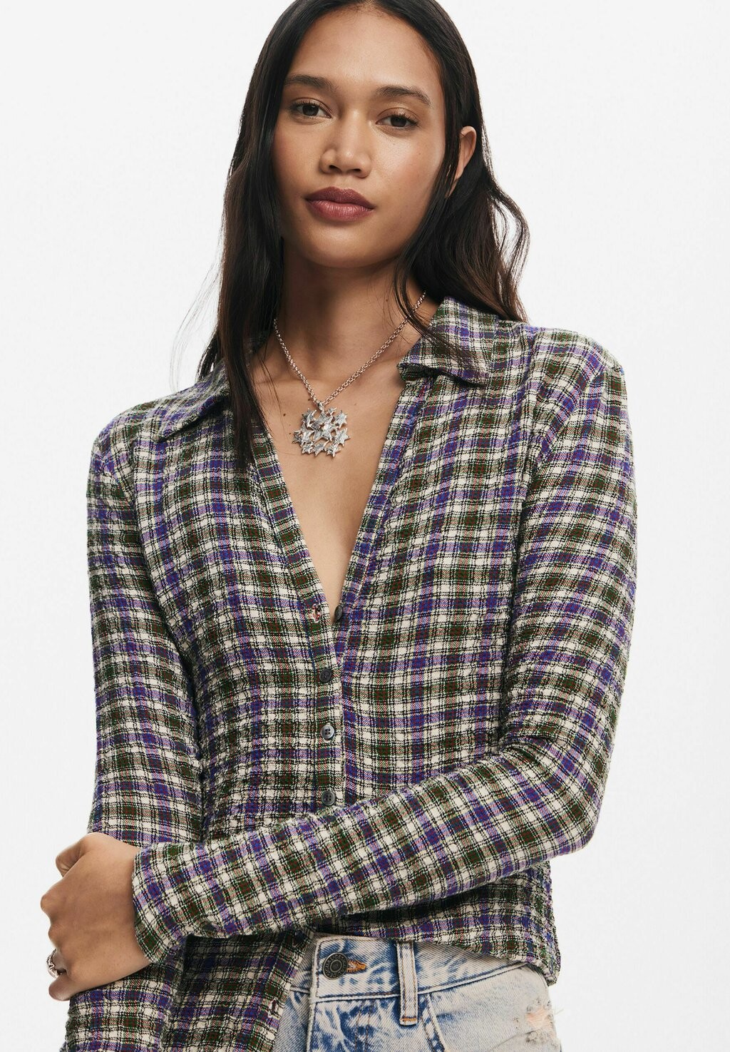

Блузка на пуговицах PLAID Desigual, красный