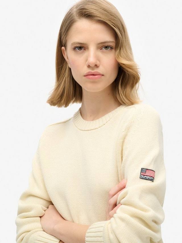 Органический хлопковый бесформенный вязаный свитшот Superdry, Natural White — фото 3