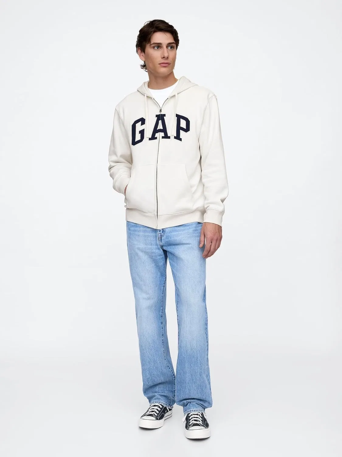 Толстовка с капюшоном на молнии GAP, цвет Carls Stone — фото 3