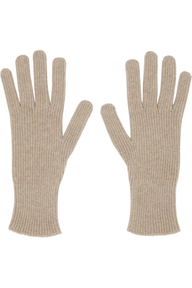 

Baserange Бежевые ребристые перчатки