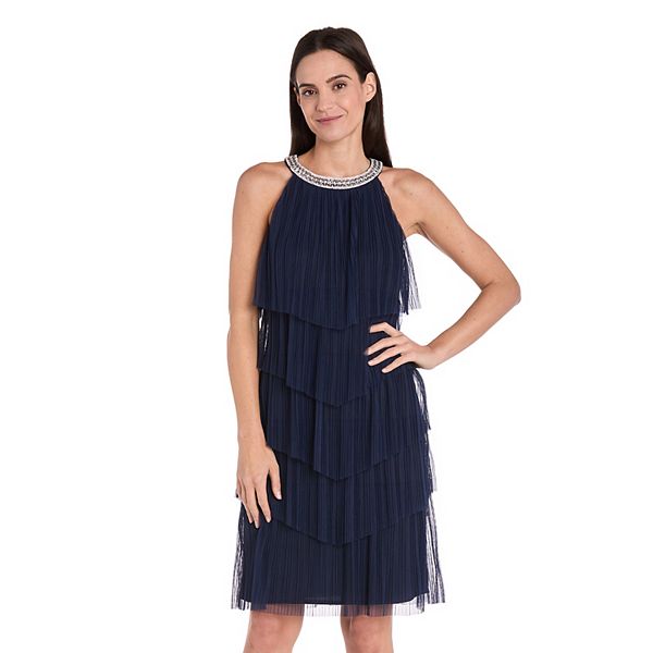 

Платье-рубашка с плиссированной сеткой и ярусами R&M Richards