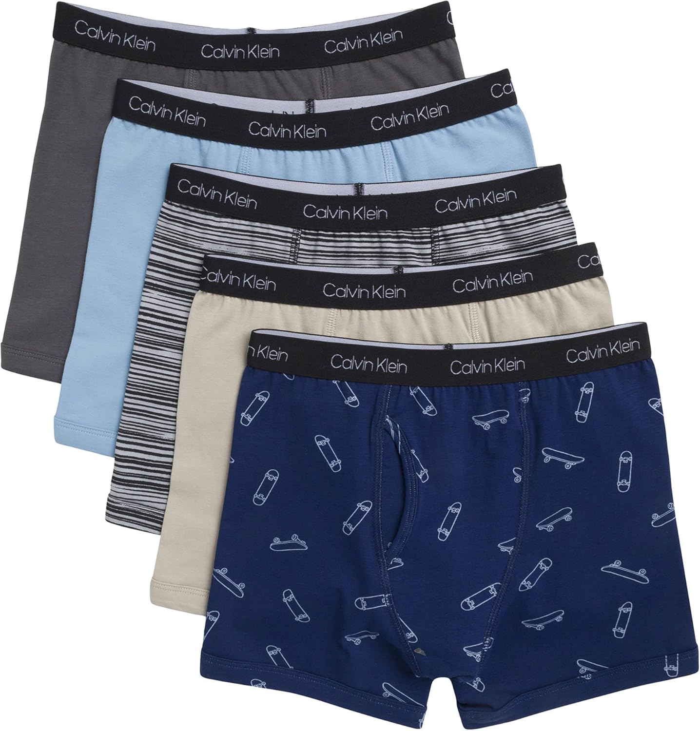

Трусы-боксеры Calvin Klein Boys Little Modern Cotton, 5 пар, Skateboard