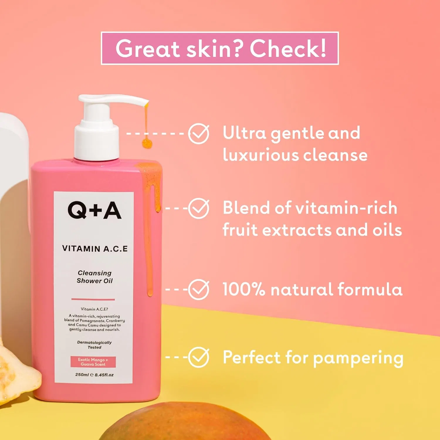 Масло для душа Q+A Vitamin A.C.E. Cleansing Shower Oil ‎Q+A — фото 3