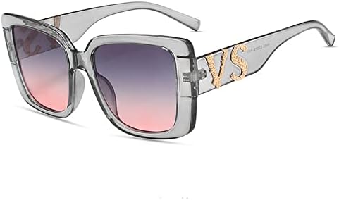 

Солнцезащитные очки в большой оправе с буквами VS для женщин и мужчин, в стиле ретро, ​​женские, с защитой от УФ-излучения UV400, большие солнцезащитные очки MTZJH, Gray Pink