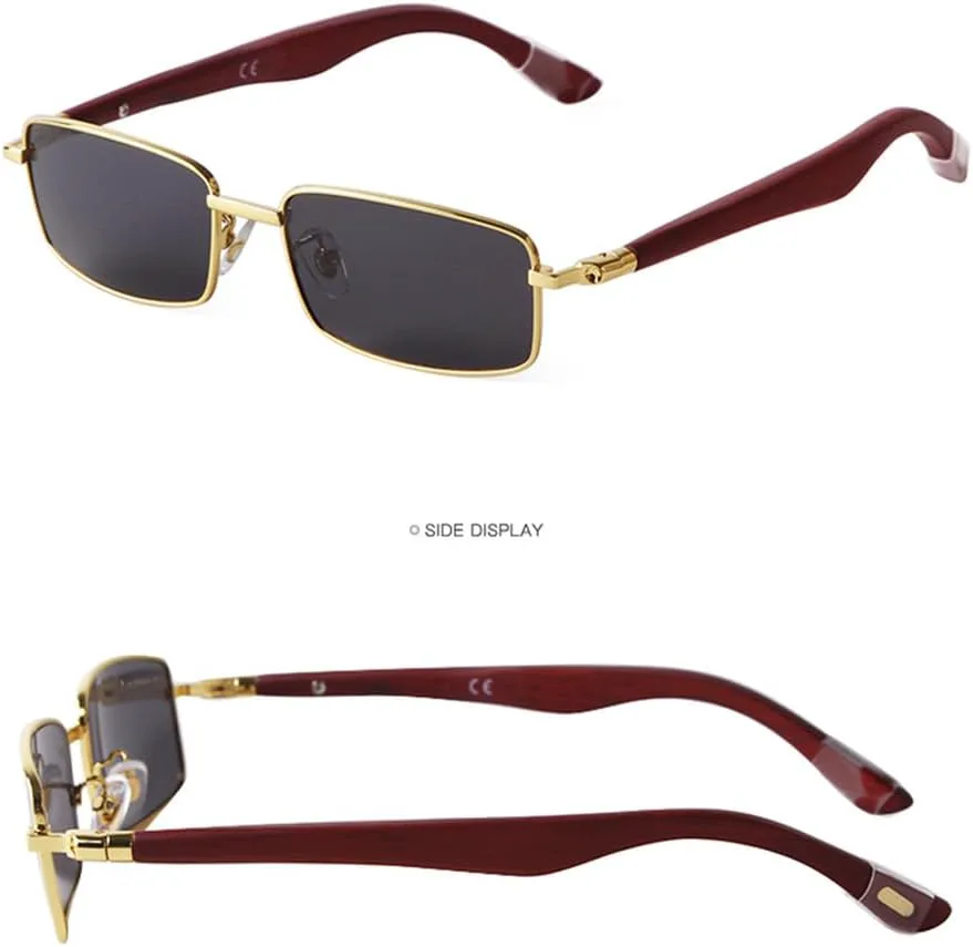 

Роскошные мужские солнцезащитные очки без оправы прямоугольной формы с прозрачными линзами, деревянные солнцезащитные очки, женские очки без оправы HVTVTLA, C2