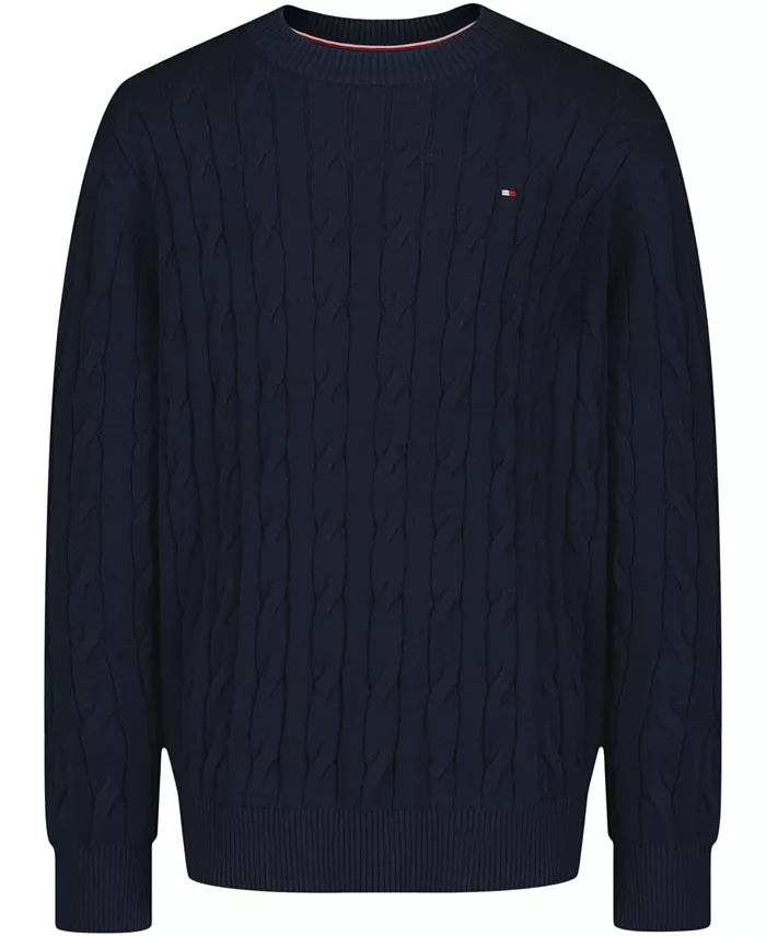 

Мальчиковый свитер с воротником-гольф и ажурным узором, размер 2T-7 Tommy Hilfiger, синий
