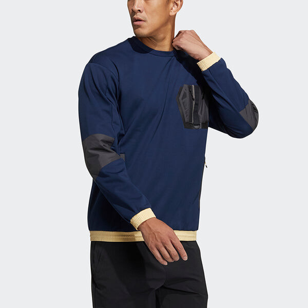 Толстовка adidas Urban Cr Sweat Outdoor Sports Round Neck Pullover Navy Blue, синий — фото 4
