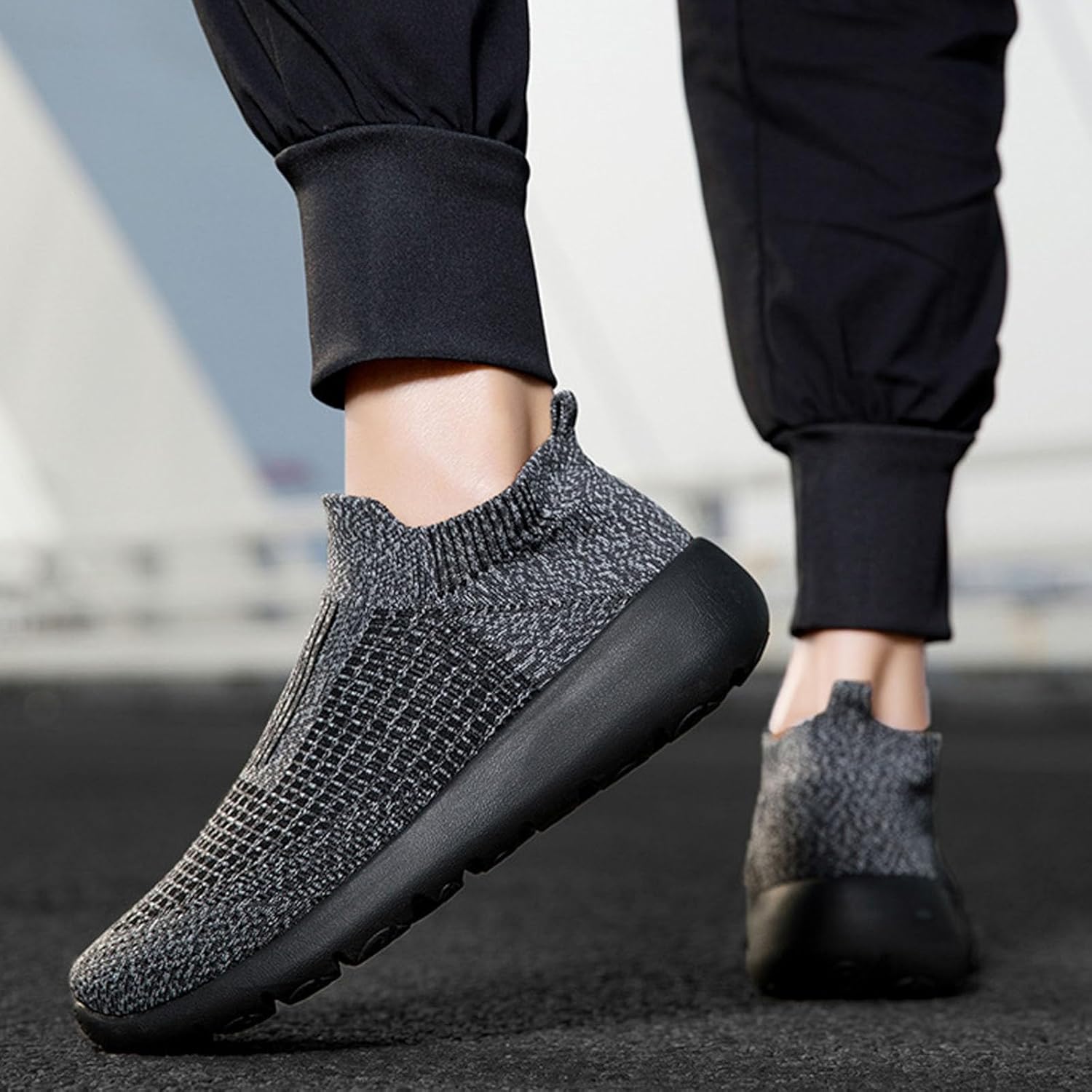 Мужские кроссовки IWIHMIV Slip On для ходьбы, тенниса и бега, легкие, дышащие, повседневные и для тренировок, серый — фото 3