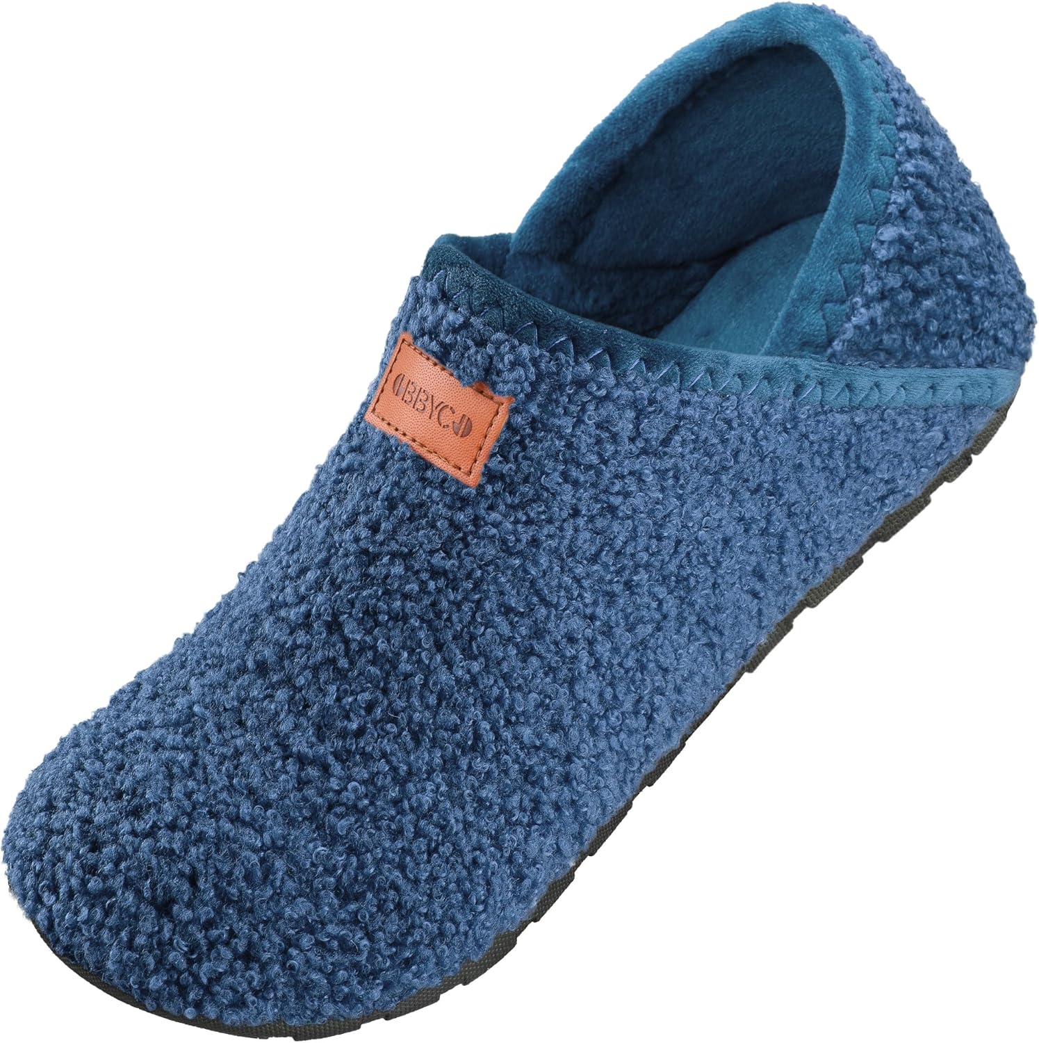 

Женские и мужские пушистые меховые тапочки, повседневная домашняя обувь, нескользящие, для босых ног, теплые с закрытой пяткой, для дома и улицы Obbyco, темно-синий
