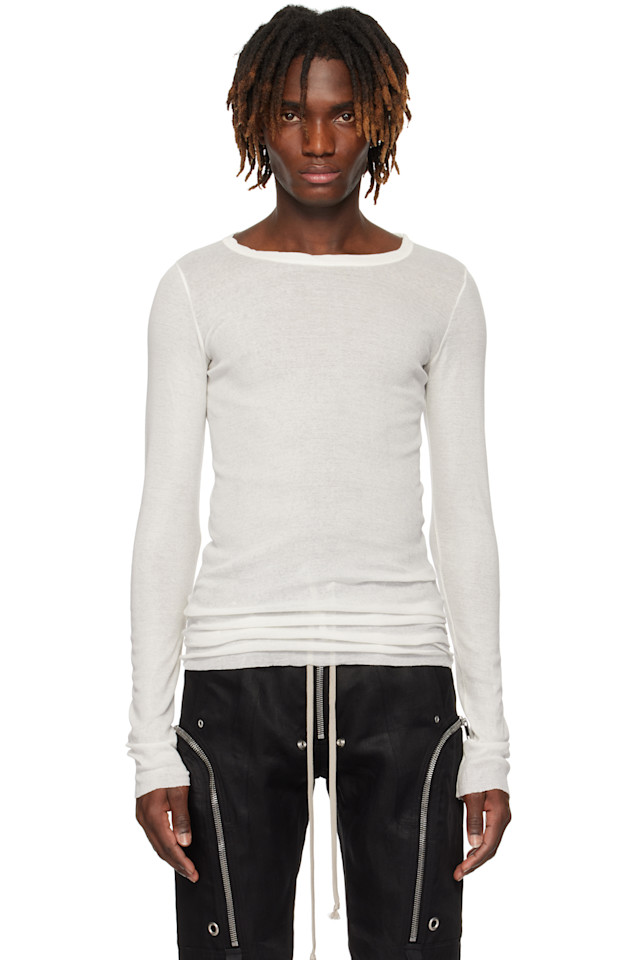 

Футболка с длинным рукавом Hollywood rib Rick Owens, цвет milk