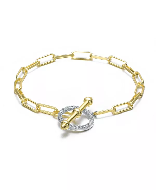 

Двухцветный браслет с застежкой-тогл из прозрачного кубического циркония Rachel Glauber, two-toned